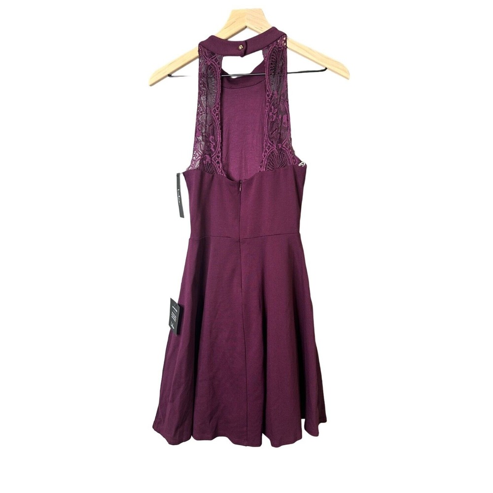 Lulus Womens Medium Purple Lace Fit Flare Dress Short Cocktail Party New - Picture 2 of 9